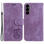 For Samsung Galaxy A24 4G (162.1 x 77.6 x 8.3mm) Imprinted Tiger Pattern Phone Case PU Leather Stand Wallet Cover