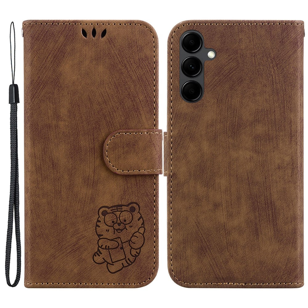 For Samsung Galaxy A24 4G (162.1 x 77.6 x 8.3mm) Imprinted Tiger Pattern Phone Case PU Leather Stand Wallet Cover