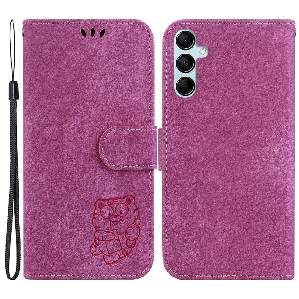 PU-læderpungcover til Samsung Galaxy M54 5G / F54 5G, telefoncover med tiger-mønster og stativfunktion