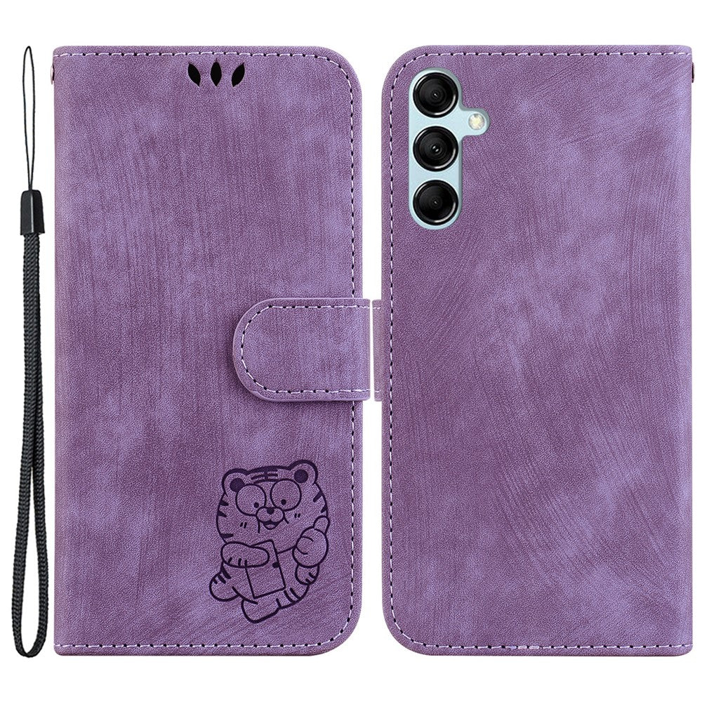 PU-læderpungcover til Samsung Galaxy M54 5G / F54 5G, telefoncover med tiger-mønster og stativfunktion