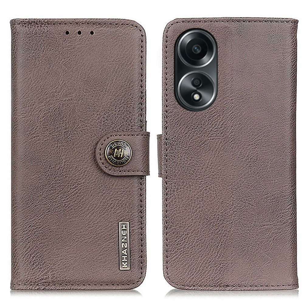 KHAZNEH For Oppo A78 4G Shockproof Cowhide Texture Case PU Leather Stand Wallet Phone Cover