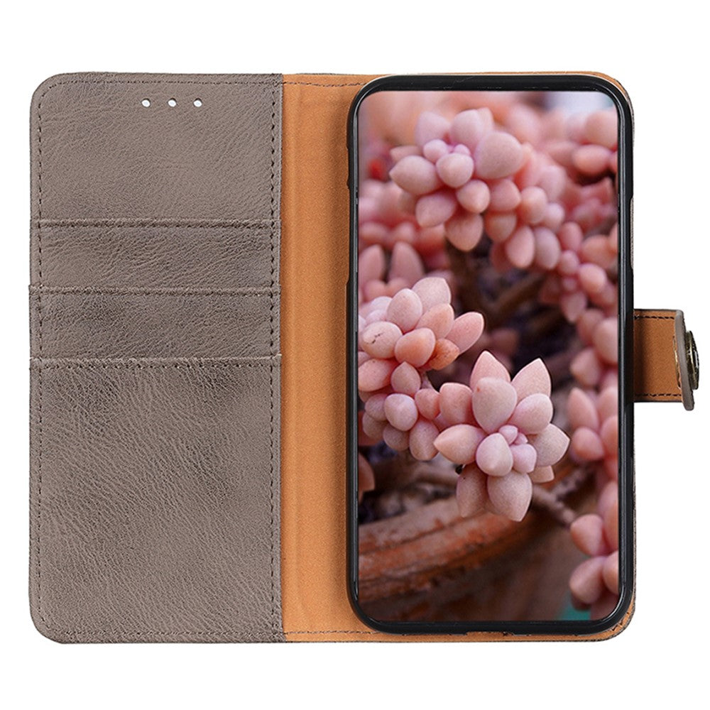 KHAZNEH For Oppo A78 4G Shockproof Cowhide Texture Case PU Leather Stand Wallet Phone Cover
