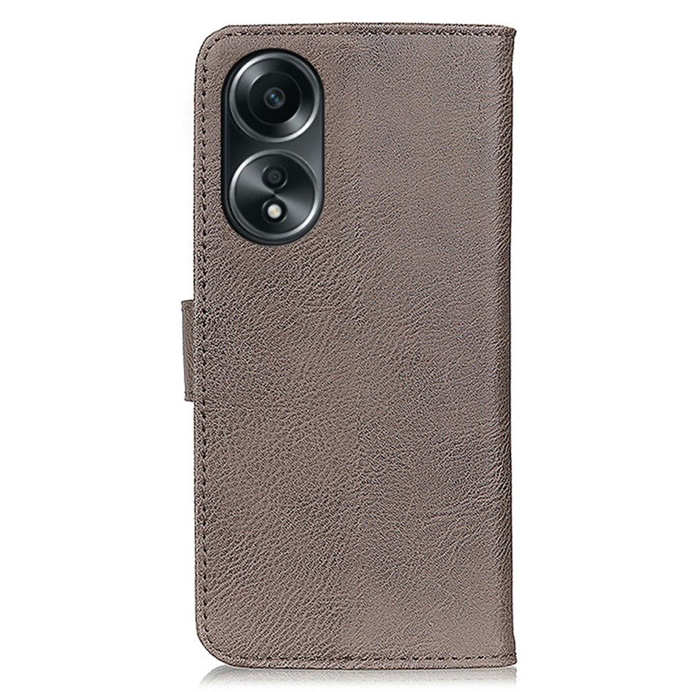 KHAZNEH For Oppo A78 4G Shockproof Cowhide Texture Case PU Leather Stand Wallet Phone Cover