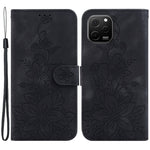 Pungcover med præget lilje til Huawei nova Y61 4G, mobilholder i PU-læder