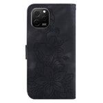 Pungcover med præget lilje til Huawei nova Y61 4G, mobilholder i PU-læder