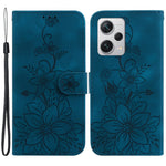 For Xiaomi Redmi Note 12 Pro+ 5G Phone Leather Case Stand Wallet Imprinted Lily Flower Phone Cover