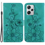 For Xiaomi Redmi Note 12 Pro+ 5G Phone Leather Case Stand Wallet Imprinted Lily Flower Phone Cover