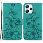 For Xiaomi Redmi 12 4G Imprinted Lily Flower Phone Case PU Leather Stand Phone Wallet Cover