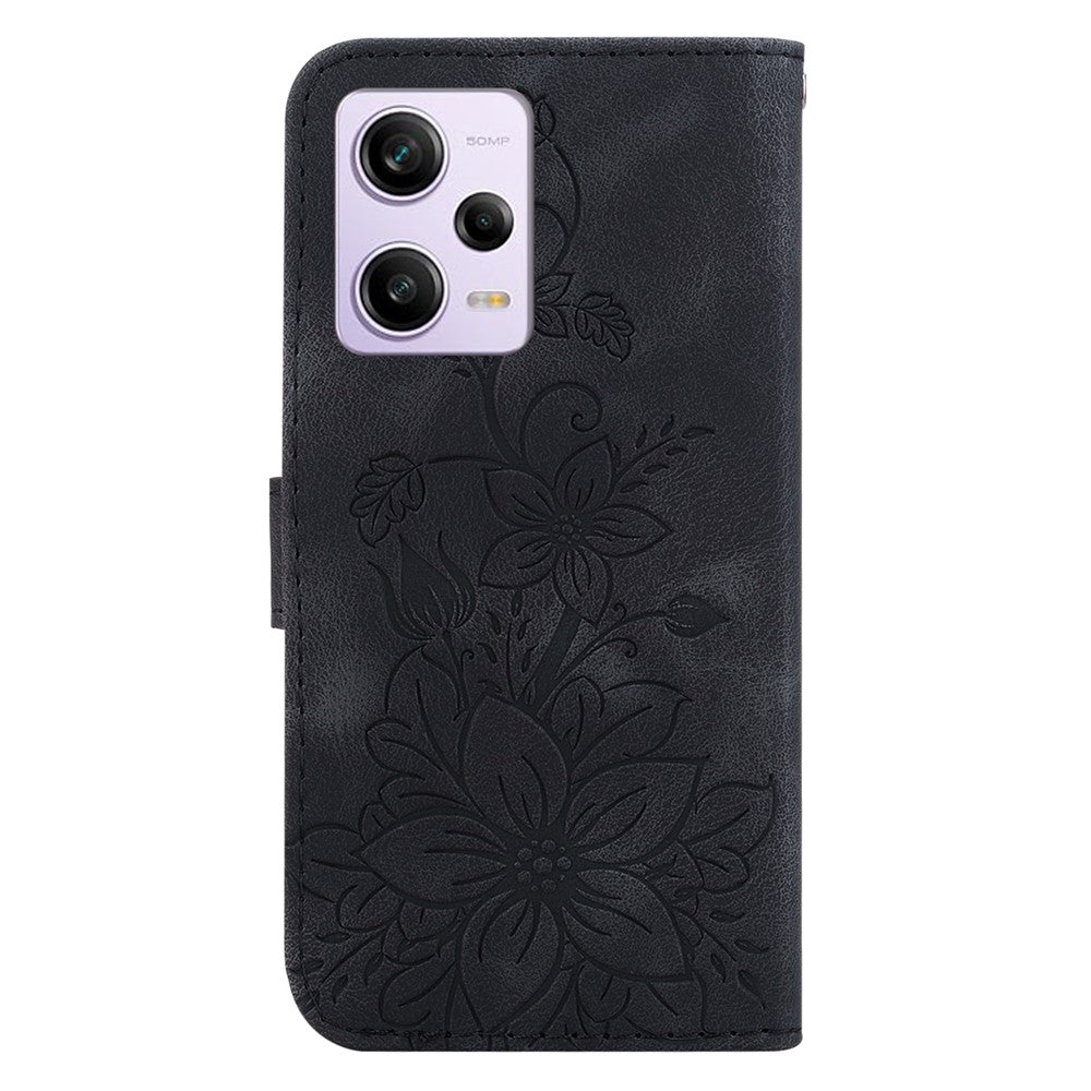 For Xiaomi Redmi Note 12 Pro 5G / 12 Pro Speed 5G / Poco X5 Pro 5G Wallet Case Imprinted Lily Flower Leather Stand Phone Cover