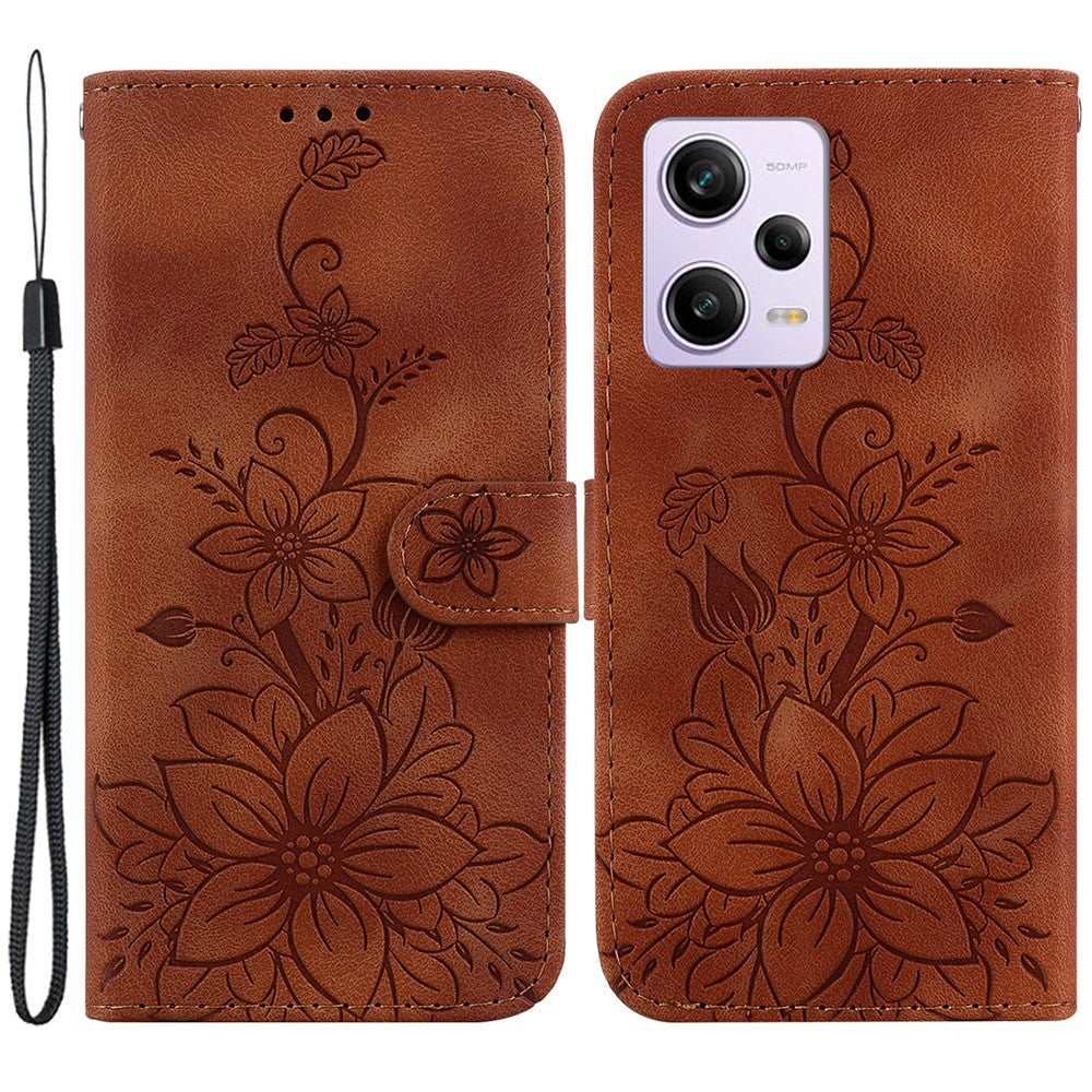 For Xiaomi Redmi Note 12 Pro 5G / 12 Pro Speed 5G / Poco X5 Pro 5G Wallet Case Imprinted Lily Flower Leather Stand Phone Cover