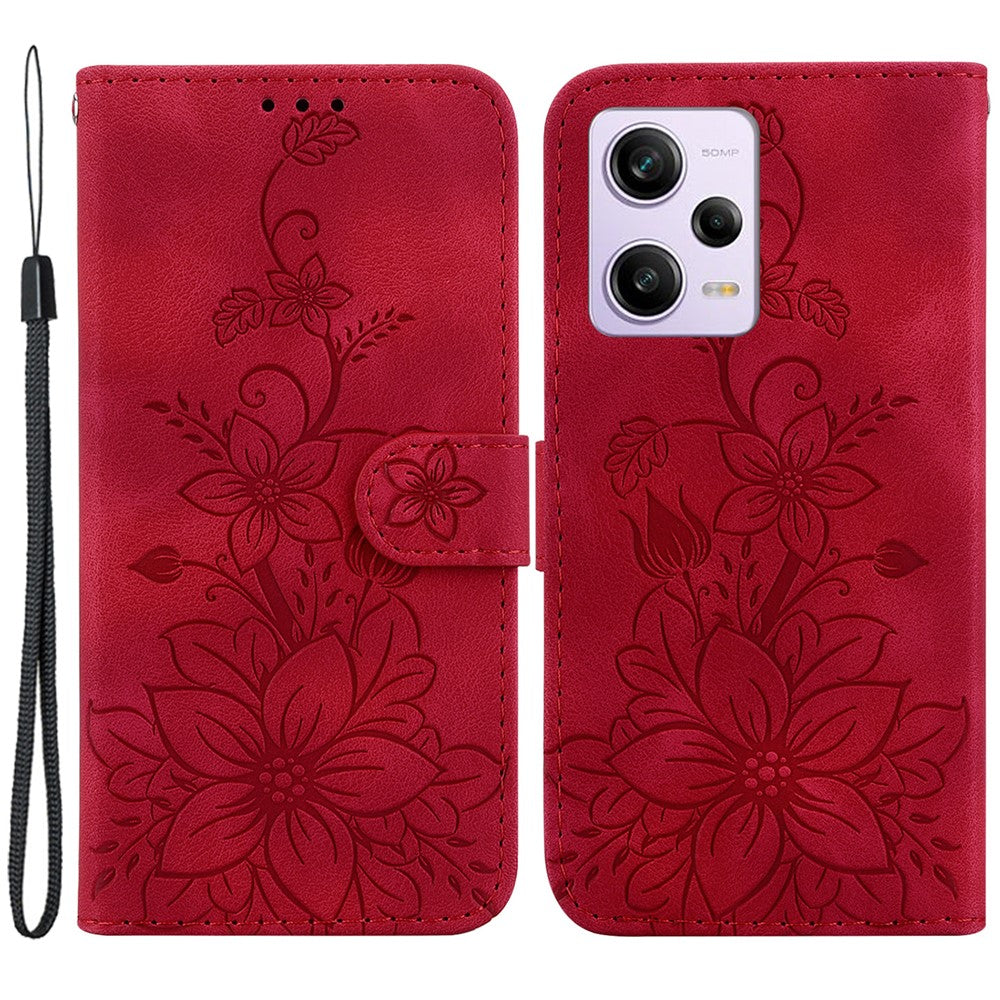 For Xiaomi Redmi Note 12 Pro 5G / 12 Pro Speed 5G / Poco X5 Pro 5G Wallet Case Imprinted Lily Flower Leather Stand Phone Cover