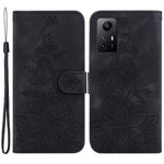 For Xiaomi Redmi Note 12S 4G PU Leather Wallet Phone Stand Case Imprinted Lily Flower Cover