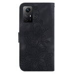 For Xiaomi Redmi Note 12S 4G PU Leather Wallet Phone Stand Case Imprinted Lily Flower Cover