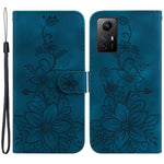 For Xiaomi Redmi Note 12S 4G PU Leather Wallet Phone Stand Case Imprinted Lily Flower Cover