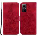 For Xiaomi Redmi Note 12S 4G PU Leather Wallet Phone Stand Case Imprinted Lily Flower Cover