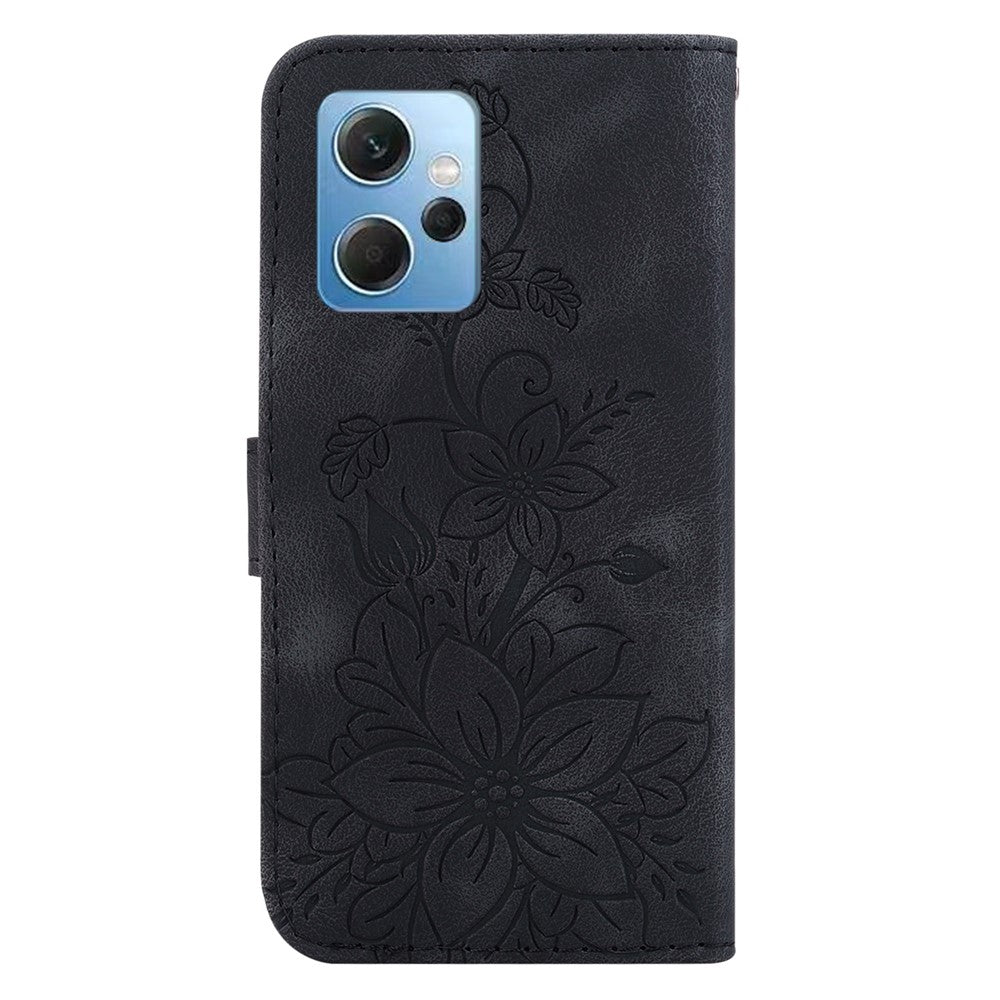 Xiaomi Redmi Note 12 4G-pungcover i PU-læder med trykt liljeblomst