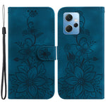 For Xiaomi Redmi Note 12 4G Wallet Stand Phone Case PU Leather Imprinted Lily Flower Phone Cover