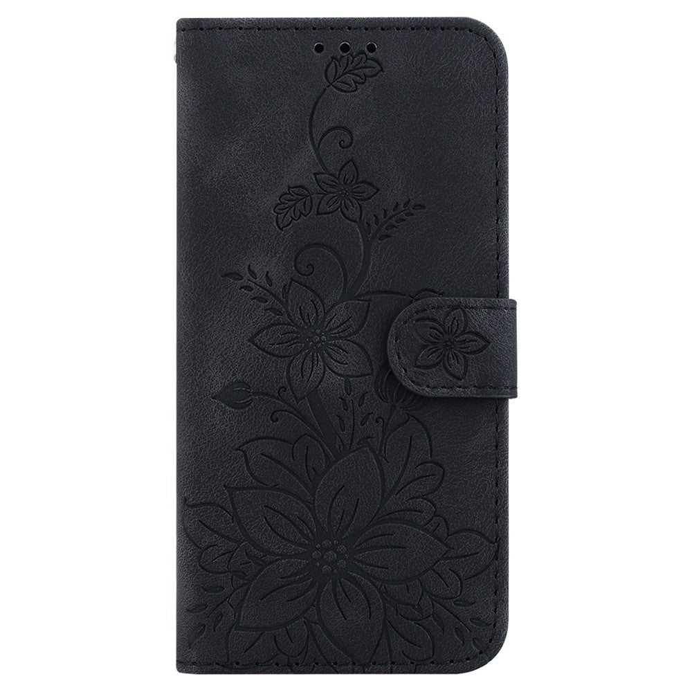 Til Samsung Galaxy A34 5G Læderpung Telefoncover Præget Liljeblomst Foldbart Støtteben Cover