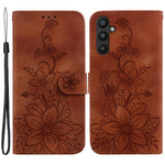 Til Samsung Galaxy A34 5G Læderpung Telefoncover Præget Liljeblomst Foldbart Støtteben Cover