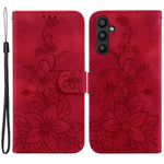 Til Samsung Galaxy A34 5G Læderpung Telefoncover Præget Liljeblomst Foldbart Støtteben Cover