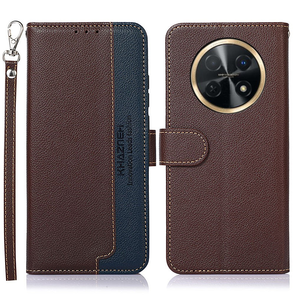 KHAZNEH For Huawei nova Y91 4G / Enjoy 60X RFID Blocking Phone Leather Case Litchi Texture Wallet Stand Phone Cover