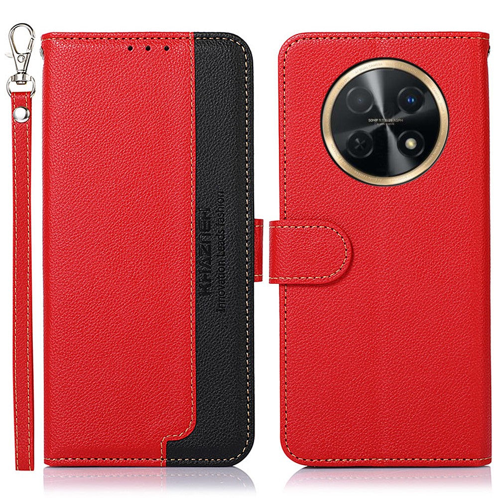 KHAZNEH For Huawei nova Y91 4G / Enjoy 60X RFID Blocking Phone Leather Case Litchi Texture Wallet Stand Phone Cover