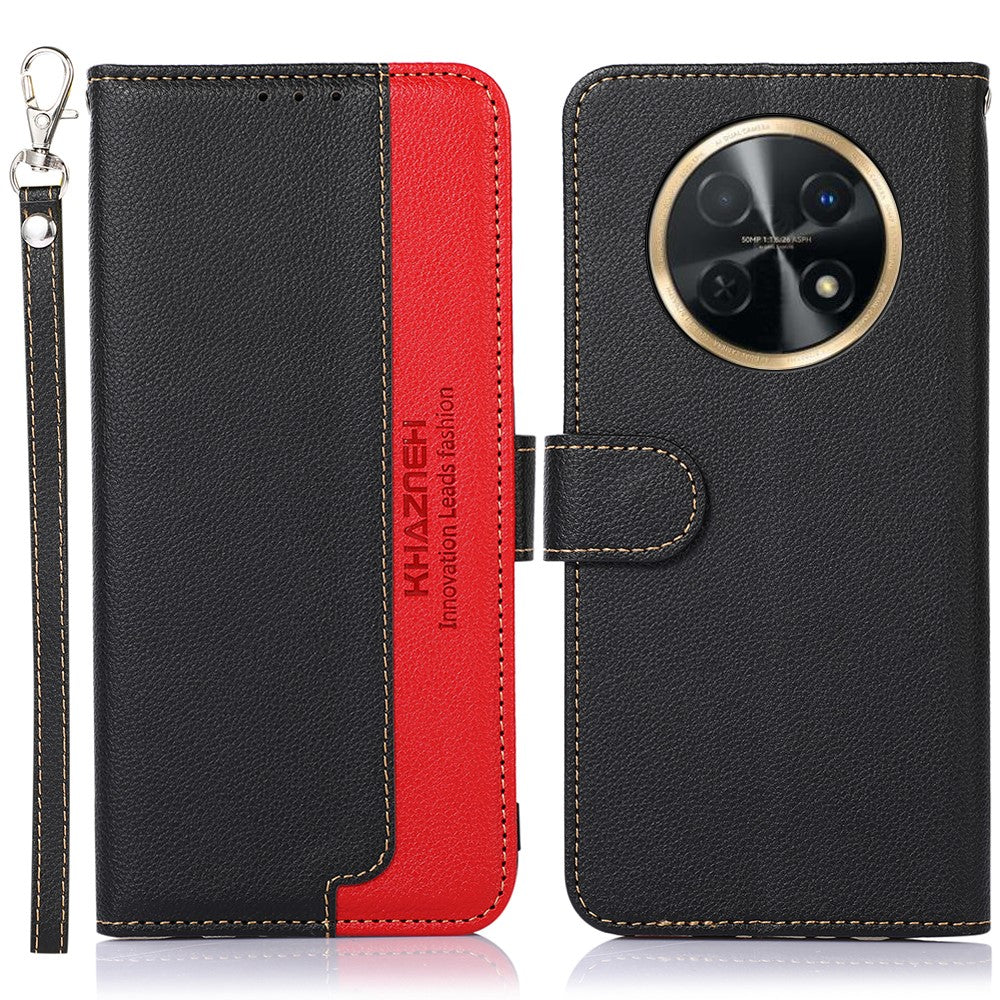 KHAZNEH For Huawei nova Y91 4G / Enjoy 60X RFID Blocking Phone Leather Case Litchi Texture Wallet Stand Phone Cover