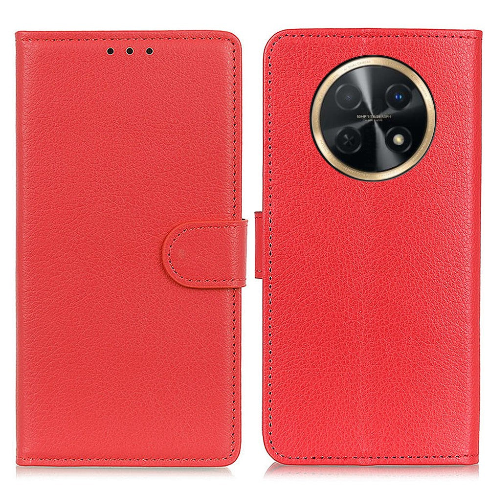For Huawei nova Y91 4G / Enjoy 60X PU Leather Case Anti-scratch Stand Phone Cover Litchi Texture Wallet