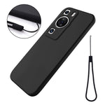 For Huawei P60 Pro / P60 Anti-Scratch Liquid Silicone Phone Case Soft Lining Shockproof Phone Cover with Strap