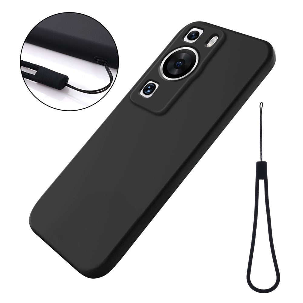 For Huawei P60 Pro / P60 Anti-Scratch Liquid Silicone Phone Case Soft Lining Shockproof Phone Cover with Strap