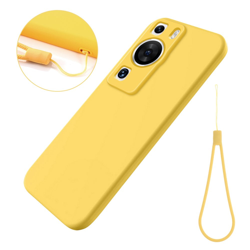 Huawei P60 Pro / P60 Reptåligt flytande silikonfodral Mjukt foder Stötsäkert mobilfodral med rem