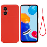 For Xiaomi Redmi Note 11R 5G Slim-Fit Phone Shell Liquid Silicone Soft Lining Phone Case Cover with Strap