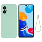 For Xiaomi Redmi Note 11R 5G Slim-Fit Phone Shell Liquid Silicone Soft Lining Phone Case Cover with Strap