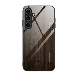 For Samsung Galaxy S23 FE Wood Texture Protective Case Shockproof Tempered Glass TPU Frame Phone Cover