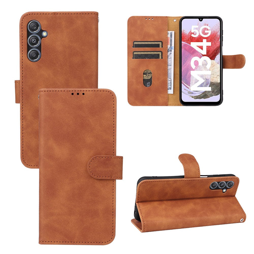 For Samsung Galaxy F34 5G / M34 5G Stand Skin-touch Phone Case Wallet PU Leather Full Protection Phone Cover