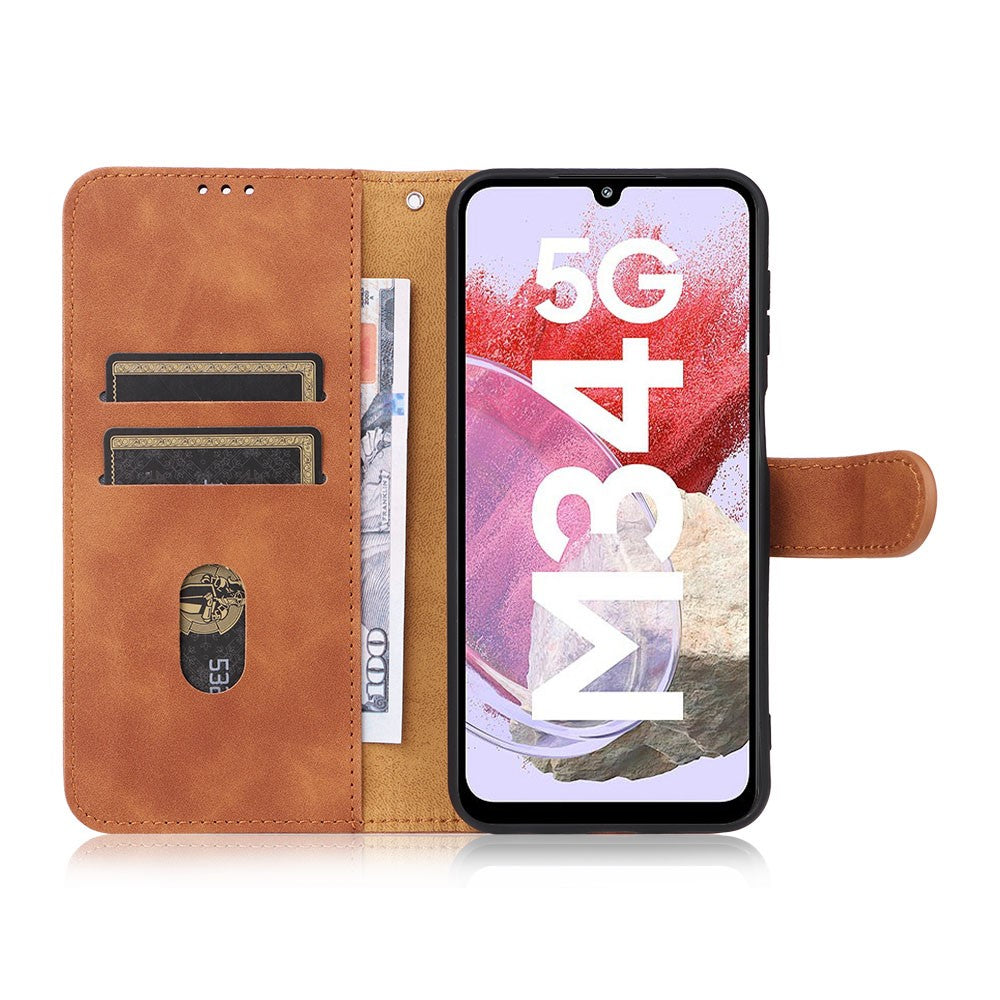 For Samsung Galaxy F34 5G / M34 5G Stand Skin-touch Phone Case Wallet PU Leather Full Protection Phone Cover