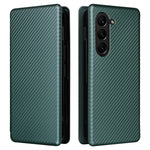 For Samsung Galaxy Z Fold5 5G Carbon Fiber Texture Card Holder Case Leather Stand Anti-drop Phone Cover