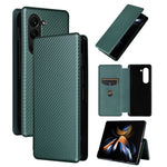 For Samsung Galaxy Z Fold5 5G Carbon Fiber Texture Card Holder Case Leather Stand Anti-drop Phone Cover