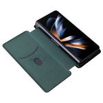 For Samsung Galaxy Z Fold5 5G Carbon Fiber Texture Card Holder Case Leather Stand Anti-drop Phone Cover
