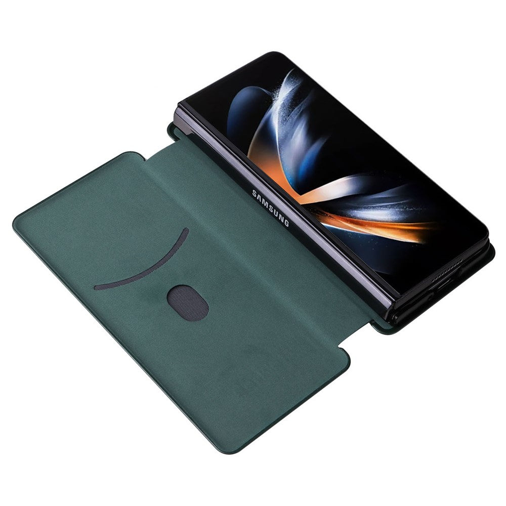 For Samsung Galaxy Z Fold5 5G Carbon Fiber Texture Card Holder Case Leather Stand Anti-drop Phone Cover