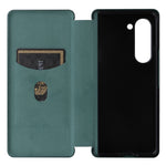 For Samsung Galaxy Z Fold5 5G Carbon Fiber Texture Card Holder Case Leather Stand Anti-drop Phone Cover