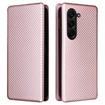 For Samsung Galaxy Z Fold5 5G Carbon Fiber Texture Card Holder Case Leather Stand Anti-drop Phone Cover
