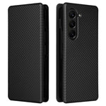 For Samsung Galaxy Z Fold5 5G Carbon Fiber Texture Card Holder Case Leather Stand Anti-drop Phone Cover