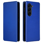 For Samsung Galaxy Z Fold5 5G Carbon Fiber Texture Card Holder Case Leather Stand Anti-drop Phone Cover