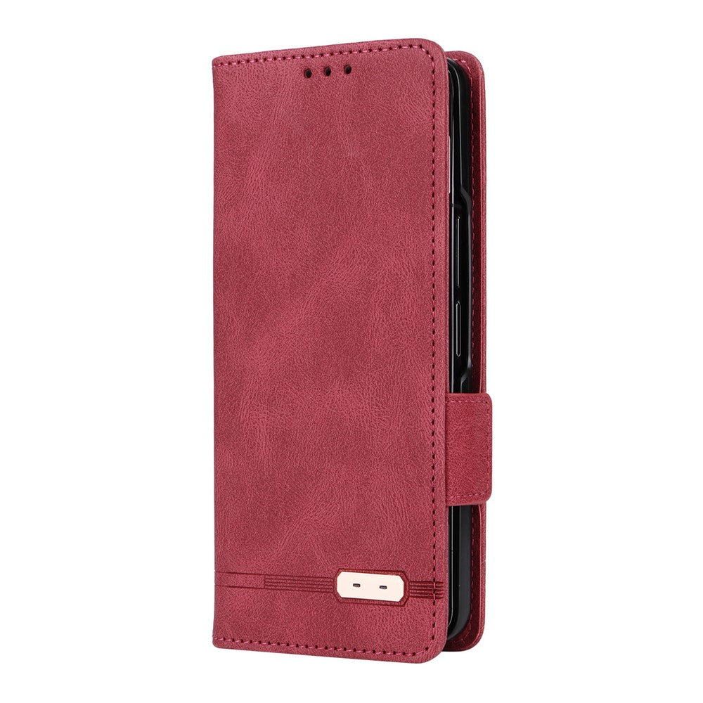For Samsung Galaxy Z Fold5 5G Fall Proof Hardware Decor Phone Case PU Leather Wallet Stand Cover