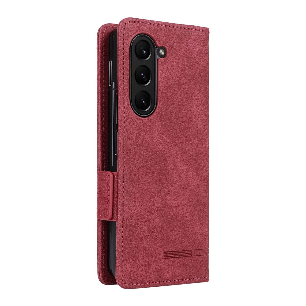 For Samsung Galaxy Z Fold5 5G Fall Proof Hardware Decor Phone Case PU Leather Wallet Stand Cover