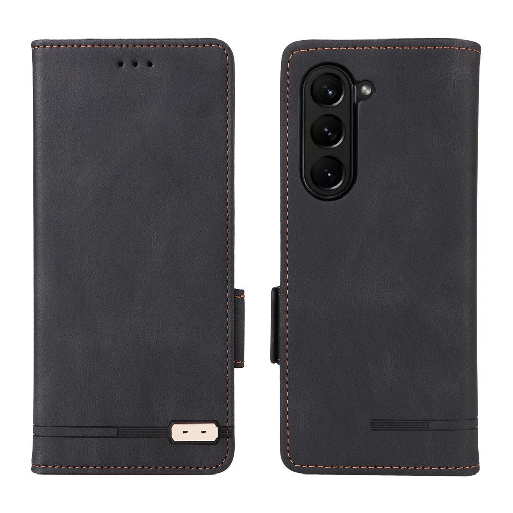 For Samsung Galaxy Z Fold5 5G Fall Proof Hardware Decor Phone Case PU Leather Wallet Stand Cover
