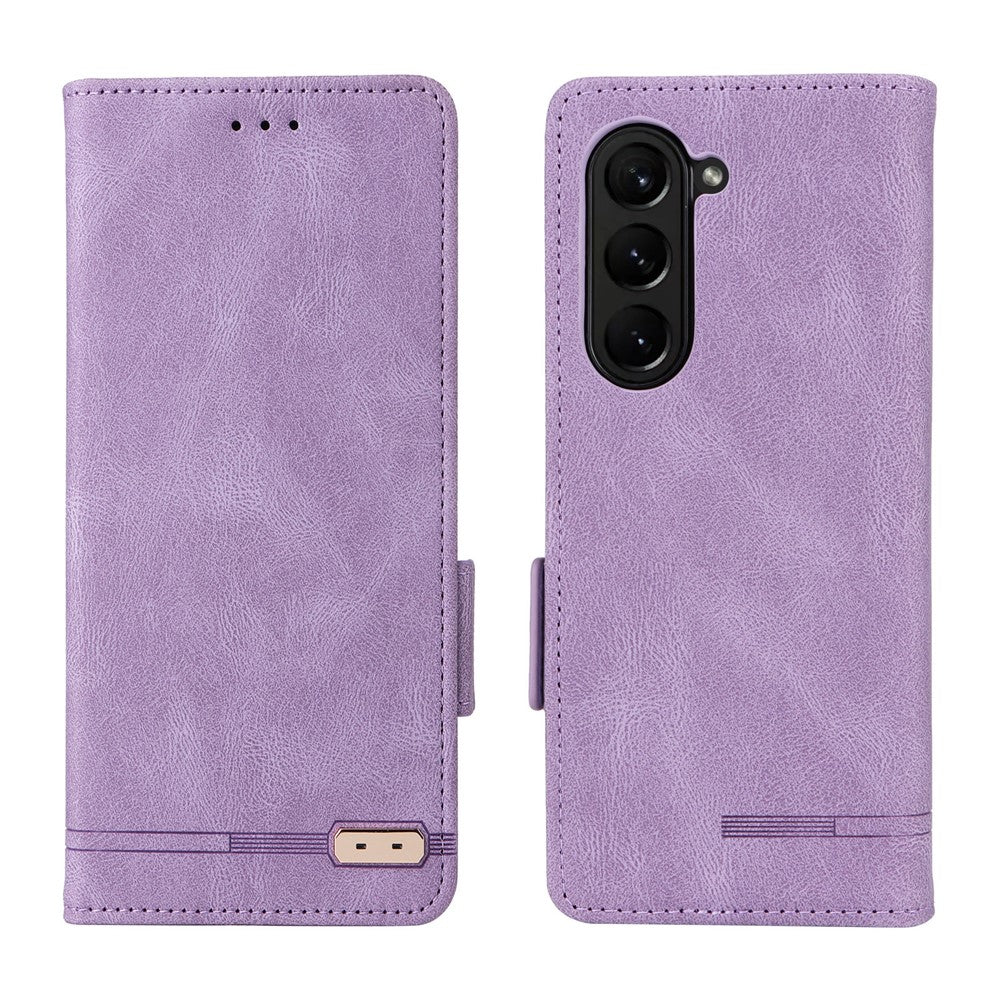 For Samsung Galaxy Z Fold5 5G Fall Proof Hardware Decor Phone Case PU Leather Wallet Stand Cover