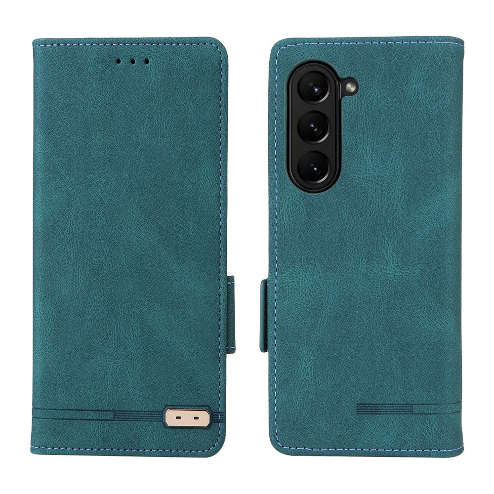 For Samsung Galaxy Z Fold5 5G Fall Proof Hardware Decor Phone Case PU Leather Wallet Stand Cover