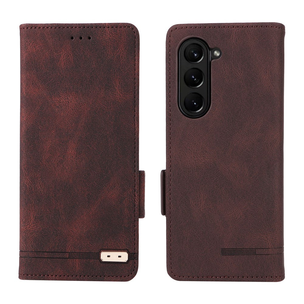 For Samsung Galaxy Z Fold5 5G Fall Proof Hardware Decor Phone Case PU Leather Wallet Stand Cover